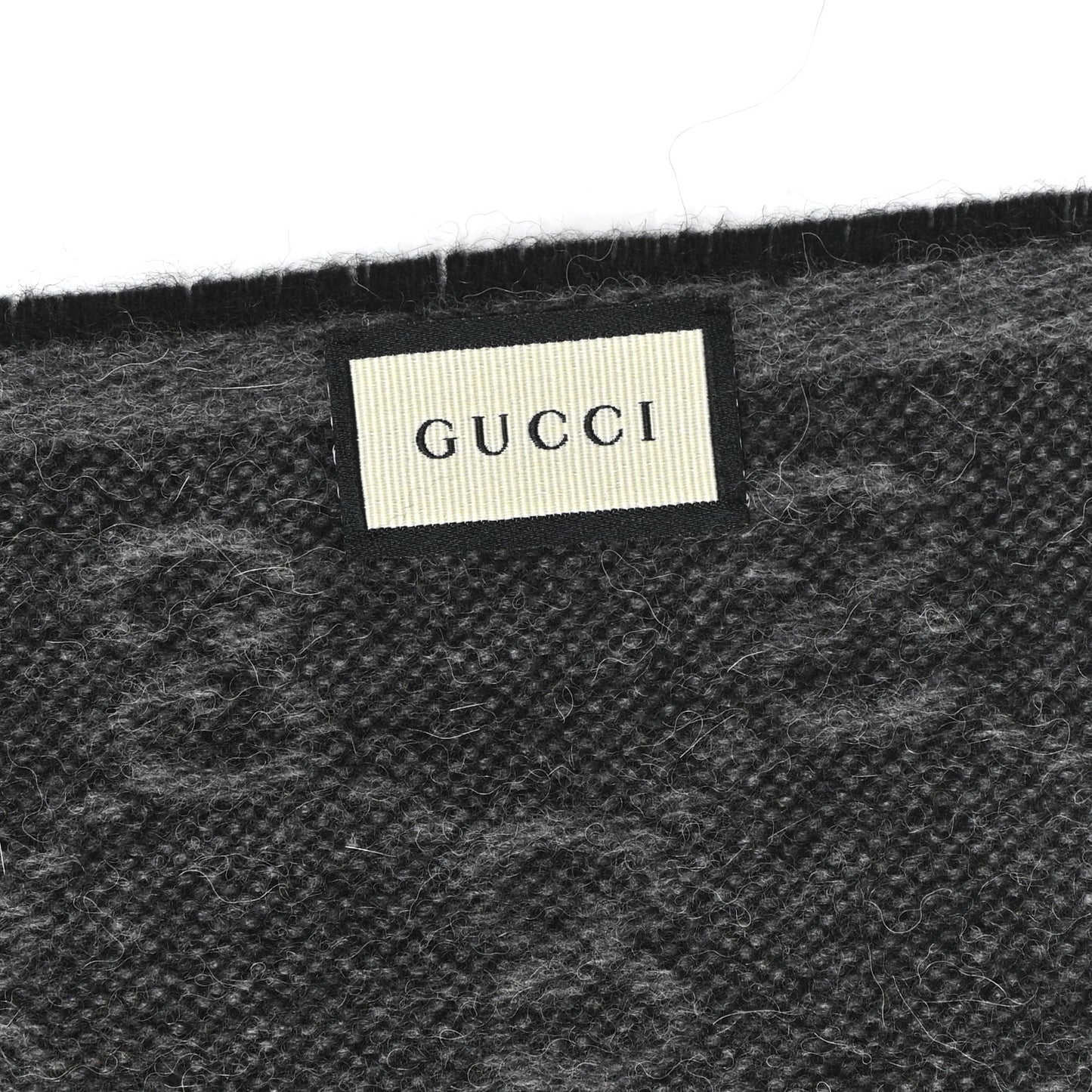 Wool Angora Monogram Web New Nikky Scarf Lead Dark Green
