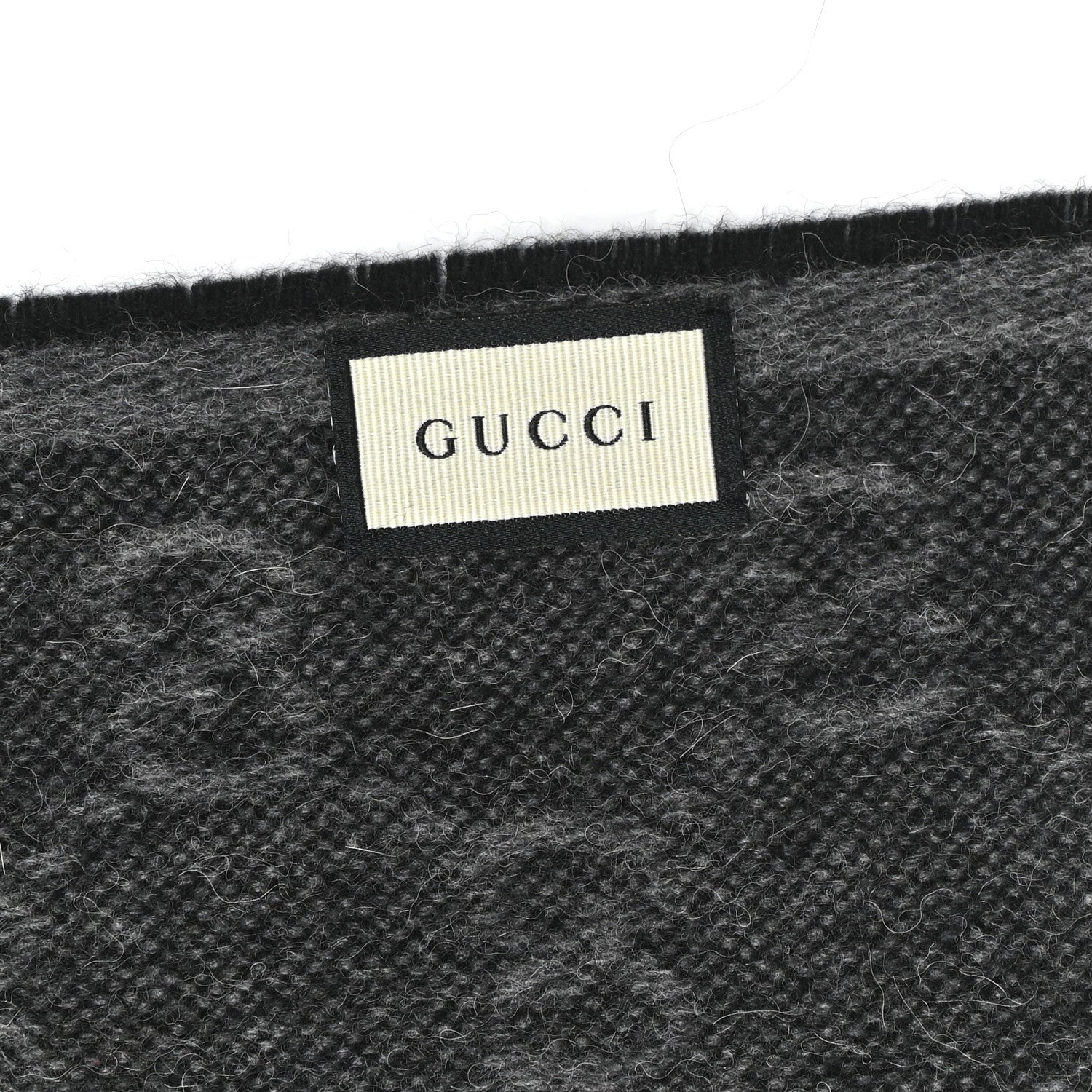 Gucci Wool Angora Monogram Web New Nikky Scarf Lead Dark Green 3 of 4