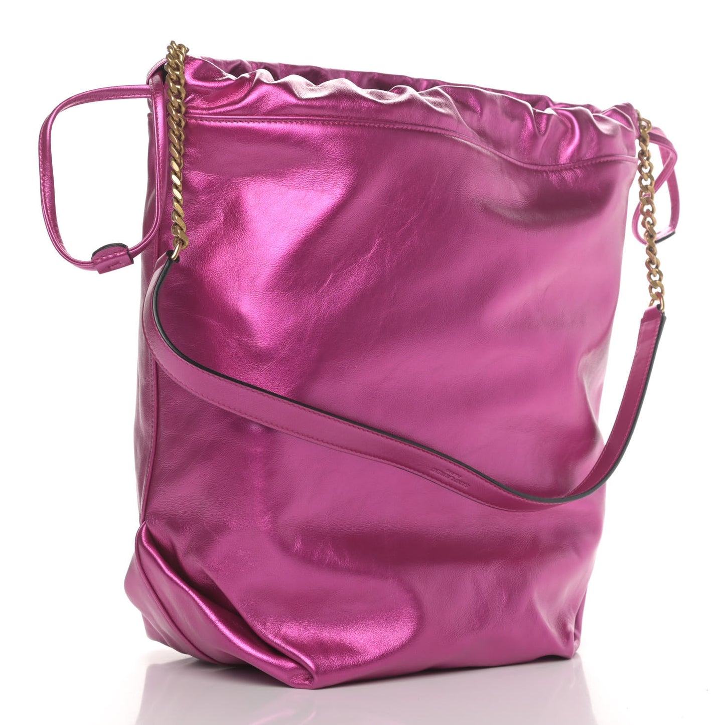 Lambskin Teddy Drawstring Bag Fuchsia
