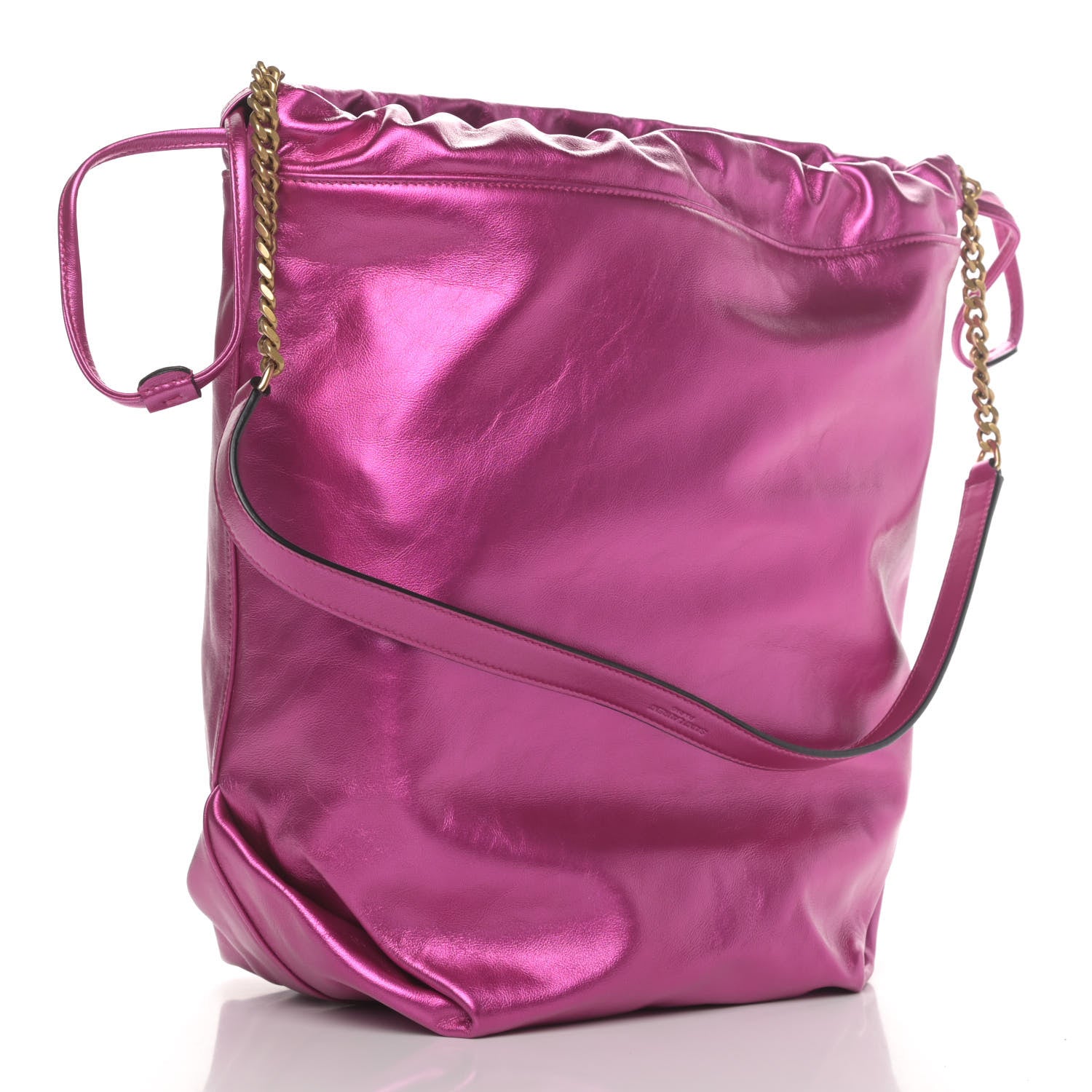 Saint Laurent Lambskin Teddy Drawstring Bag Fuchsia 2 of 4