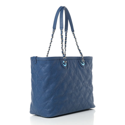 Chanel Grained Calfskin Quilted Small Daily Shopping Tote Blue 4 of 12