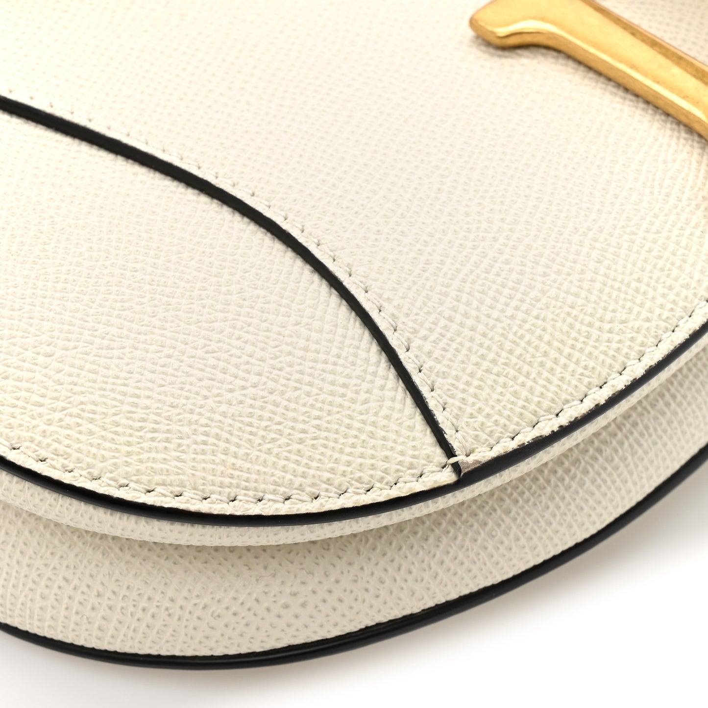 Grained Calfskin Saddle Bag White