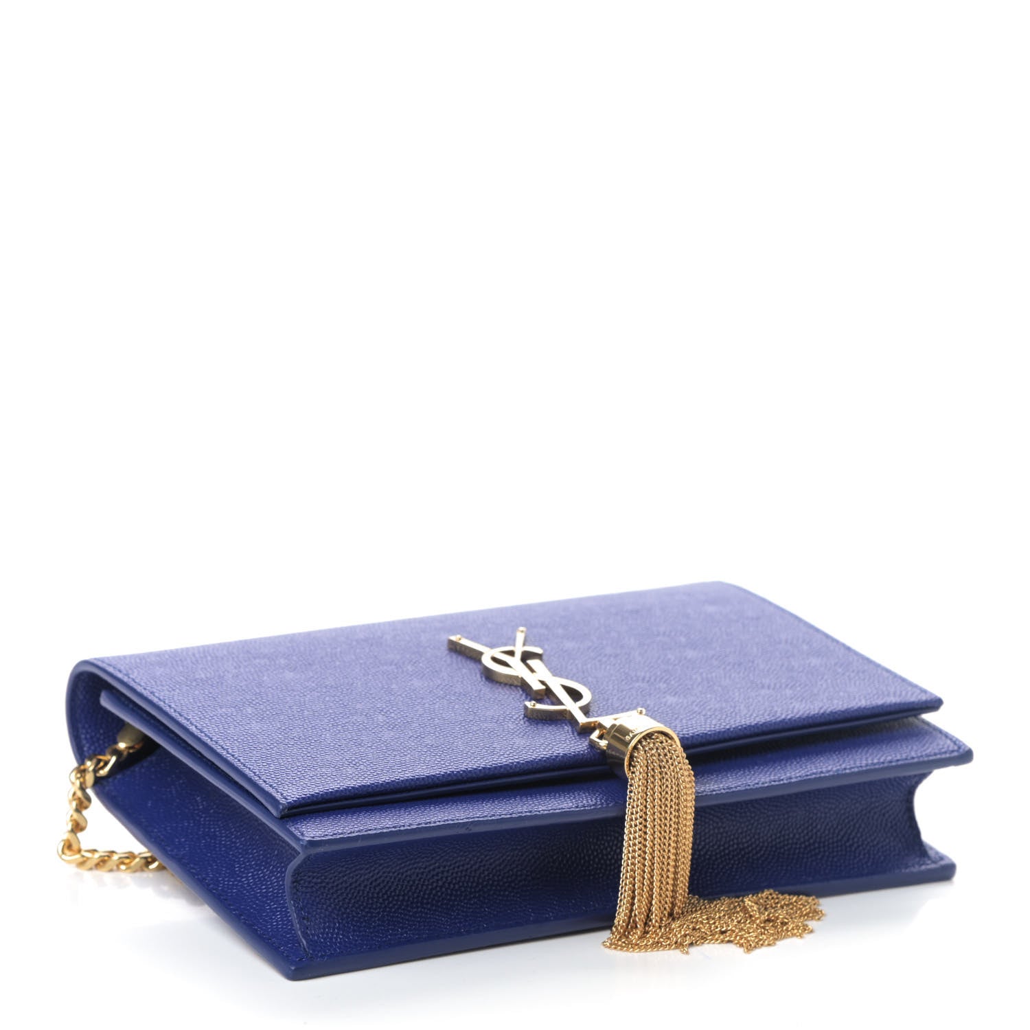 Saint Laurent Grain De Poudre Classic Monogram Kate Tassel Chain Wallet Saphir Bleu 3 of 4