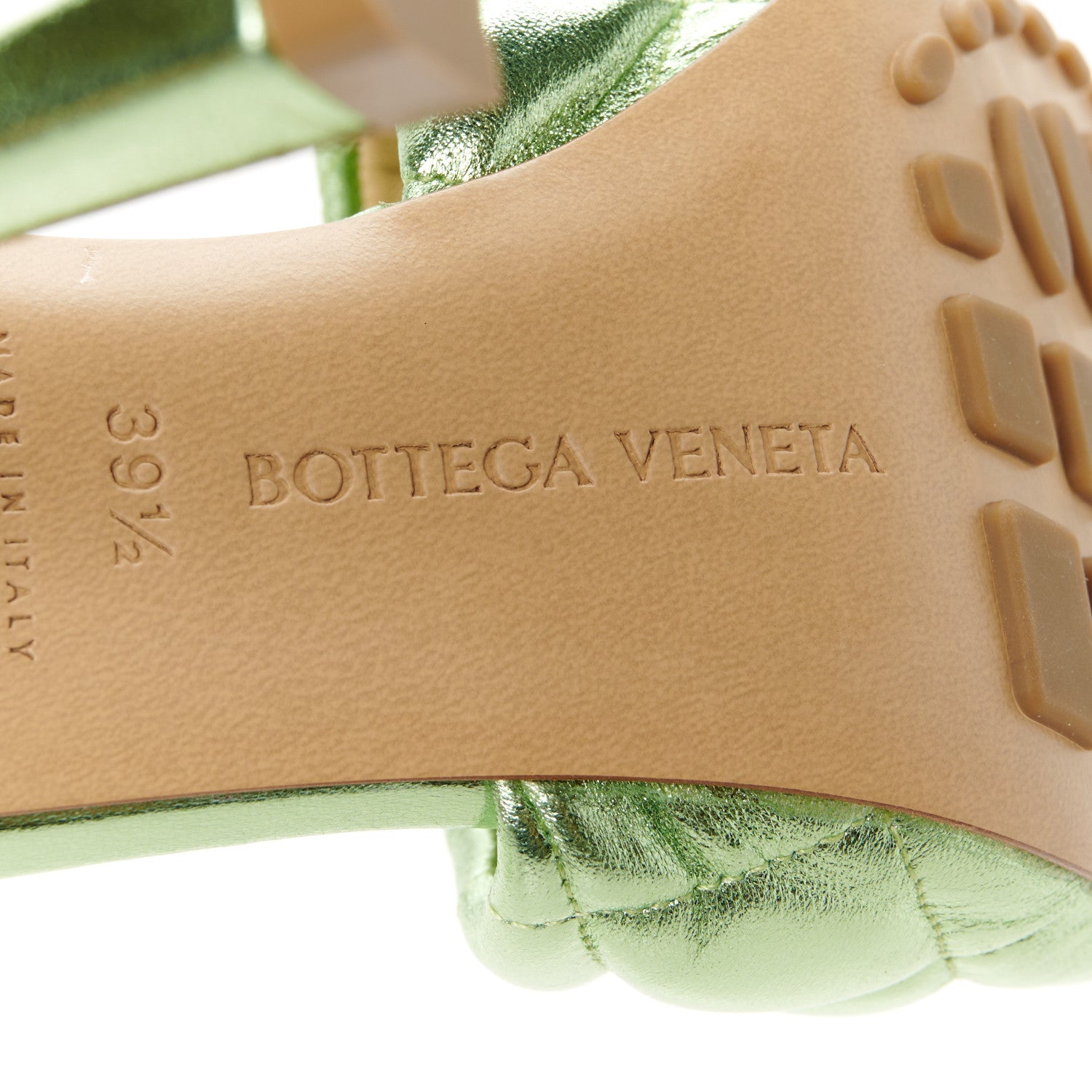 Bottega Veneta Metallic Nappa Reflection Matelasse Padded Mule Sandals 39.5 Pistachio 8 of 10