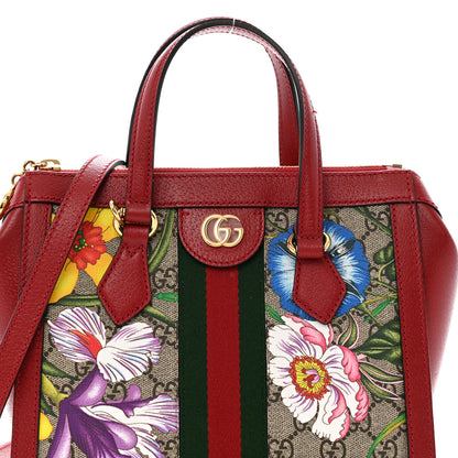 Gucci GG Supreme Monogram Flora Web Small Ophidia Tote Bag Red 8 of 14