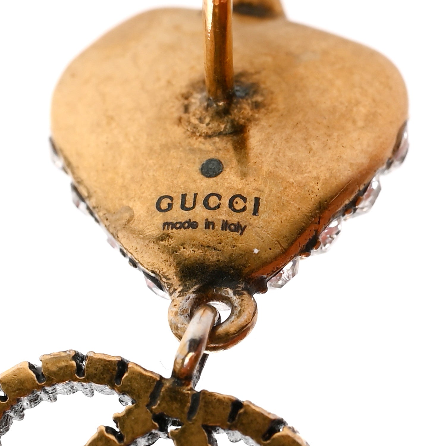 Gucci Metal Crystal Interlocking G Strawberry Drop Earrings 4 of 4