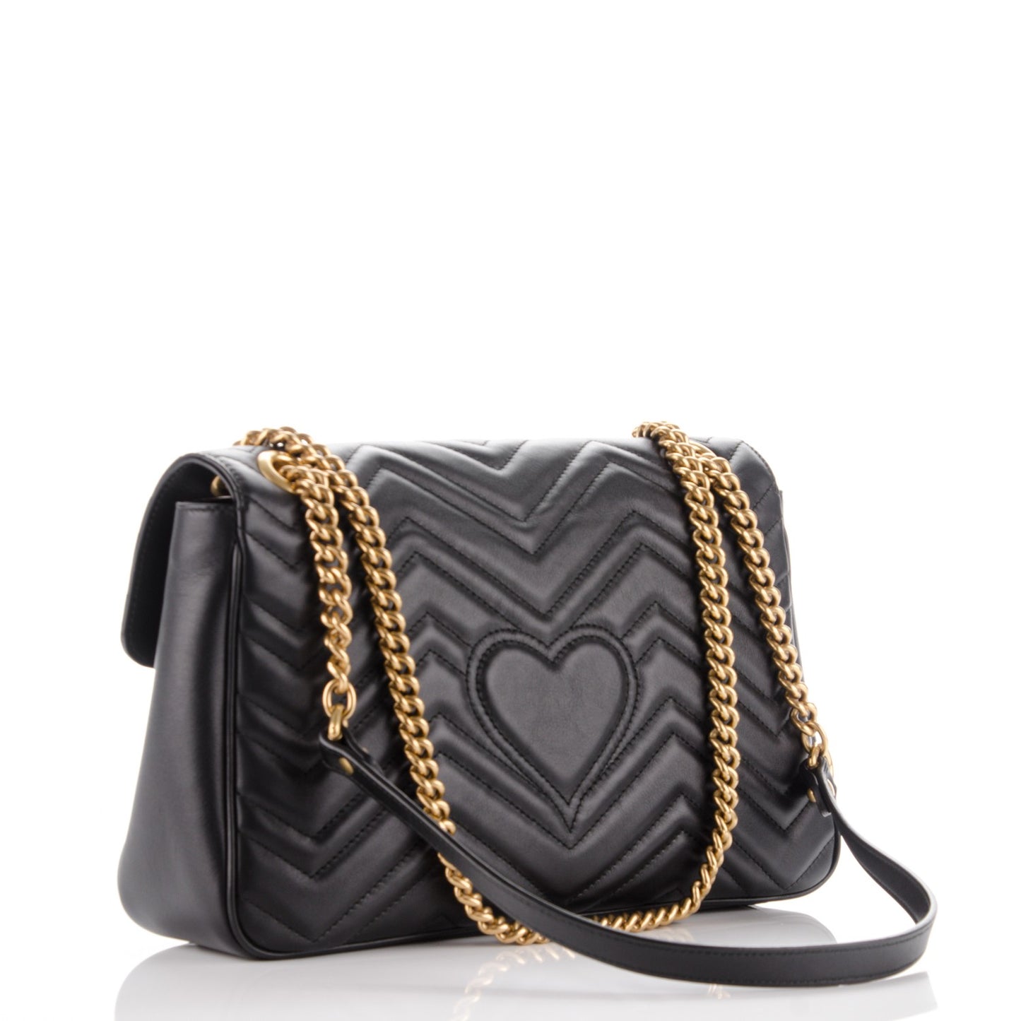 Calfskin Matelasse Medium GG Marmont Shoulder Bag Black