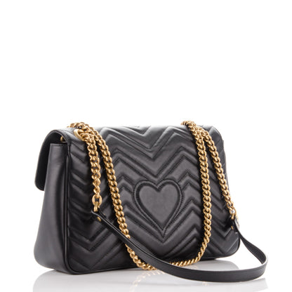 Gucci Calfskin Matelasse Medium GG Marmont Shoulder Bag Black 4 of 7
