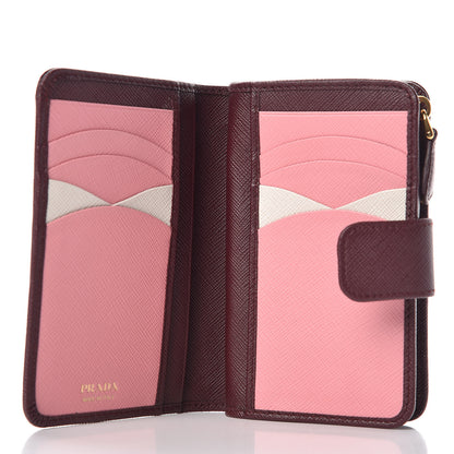 Prada Saffiano Metal Multicolor Compact Wallet Granato 6 of 8