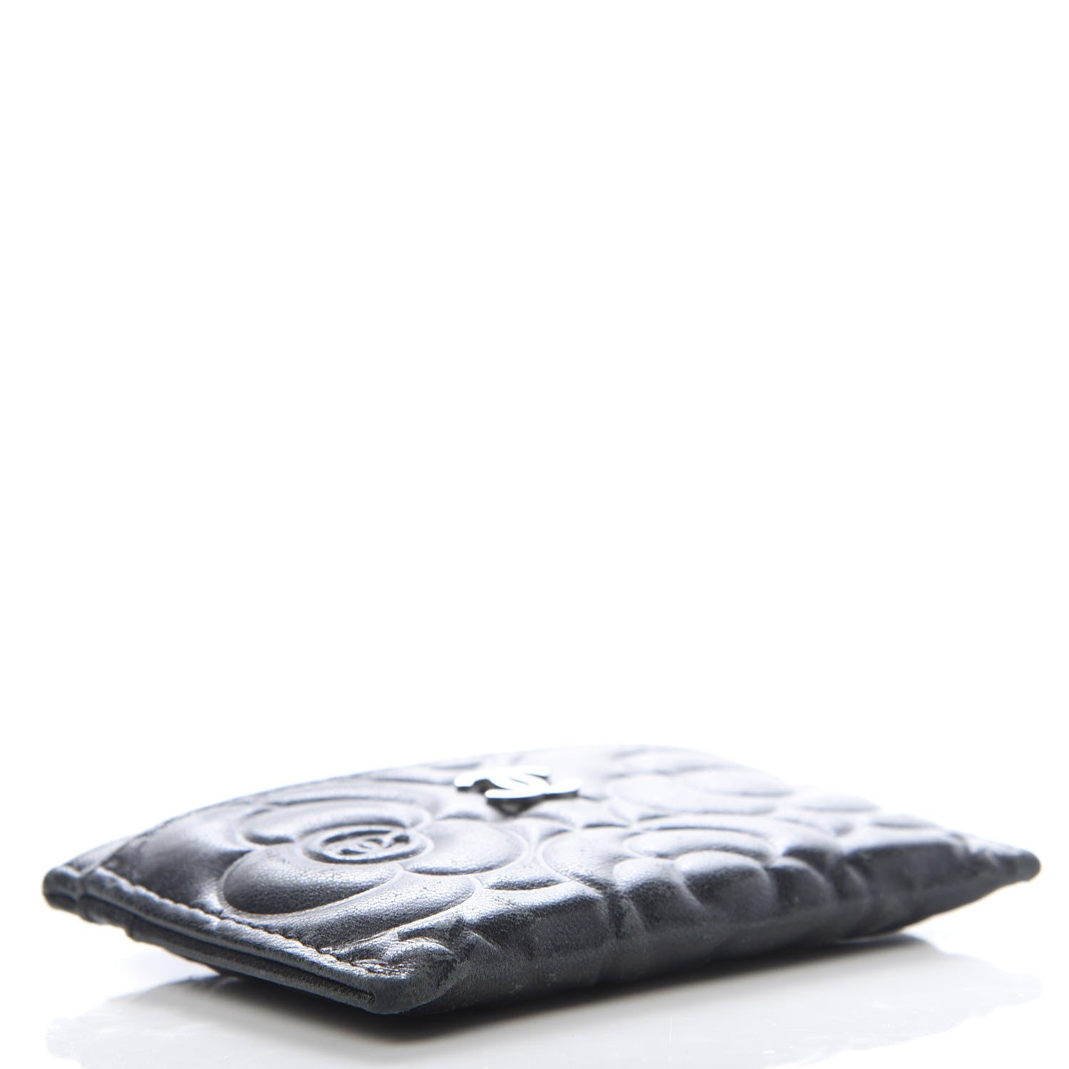 Chanel Lambskin Camellia Embossed Card Holder Black 4 of 13