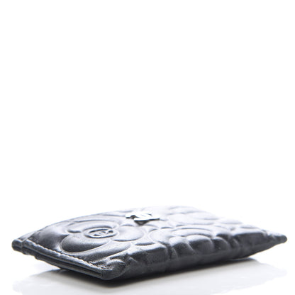 Chanel Lambskin Camellia Embossed Card Holder Black 4 of 13