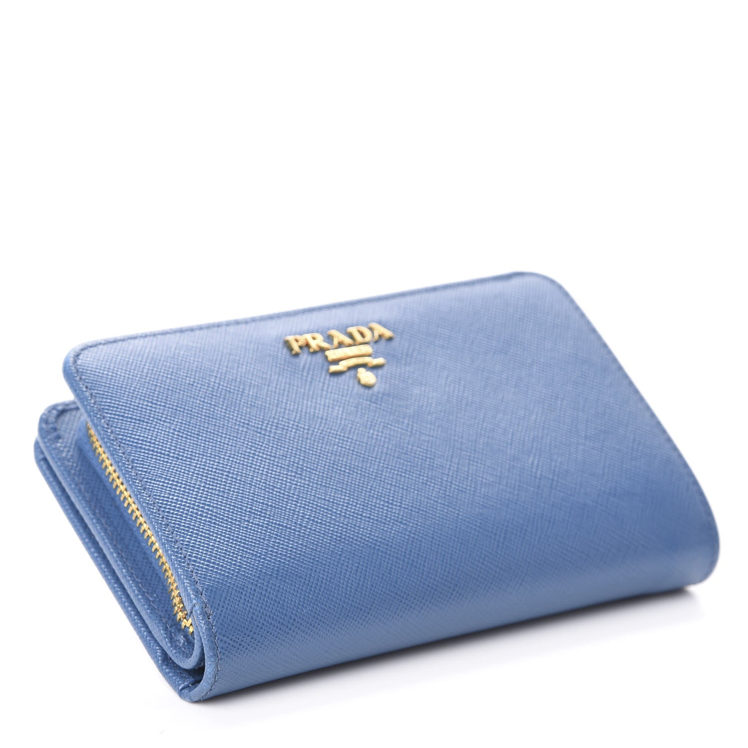 Prada Saffiano Metal Compact Wallet Bluette Mare 4 of 6