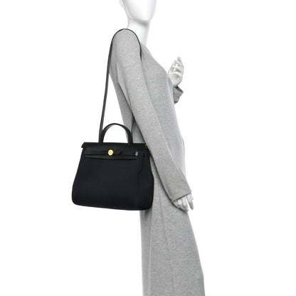 Hermes Military Toile Vache Hunter Herbag Zip Retourne 31 PM Black 2 of 12