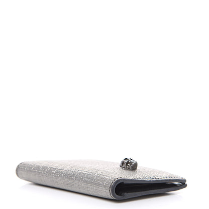 Alexander McQueen Metallic Textured Calfskin Skull Bi Fold Card Holder Silver 4 of 9