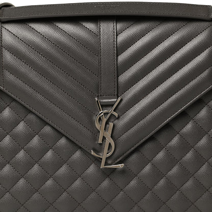 Saint Laurent Grain De Poudre Textured Mixed Matelasse Large Triquilt Monogram Satchel Earth 8 of 11