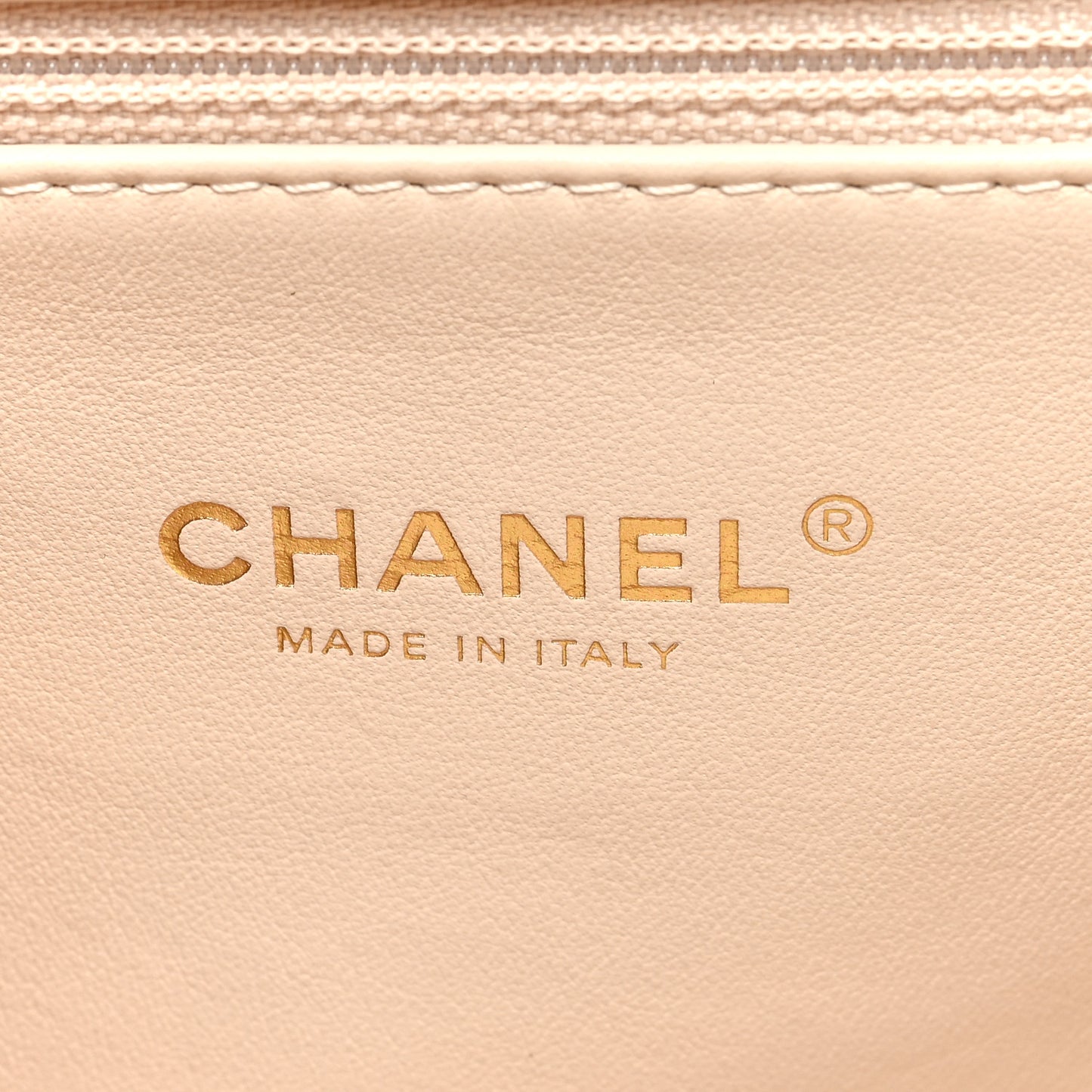 Lambskin Quilted Chaine Lettre Square Flap Beige