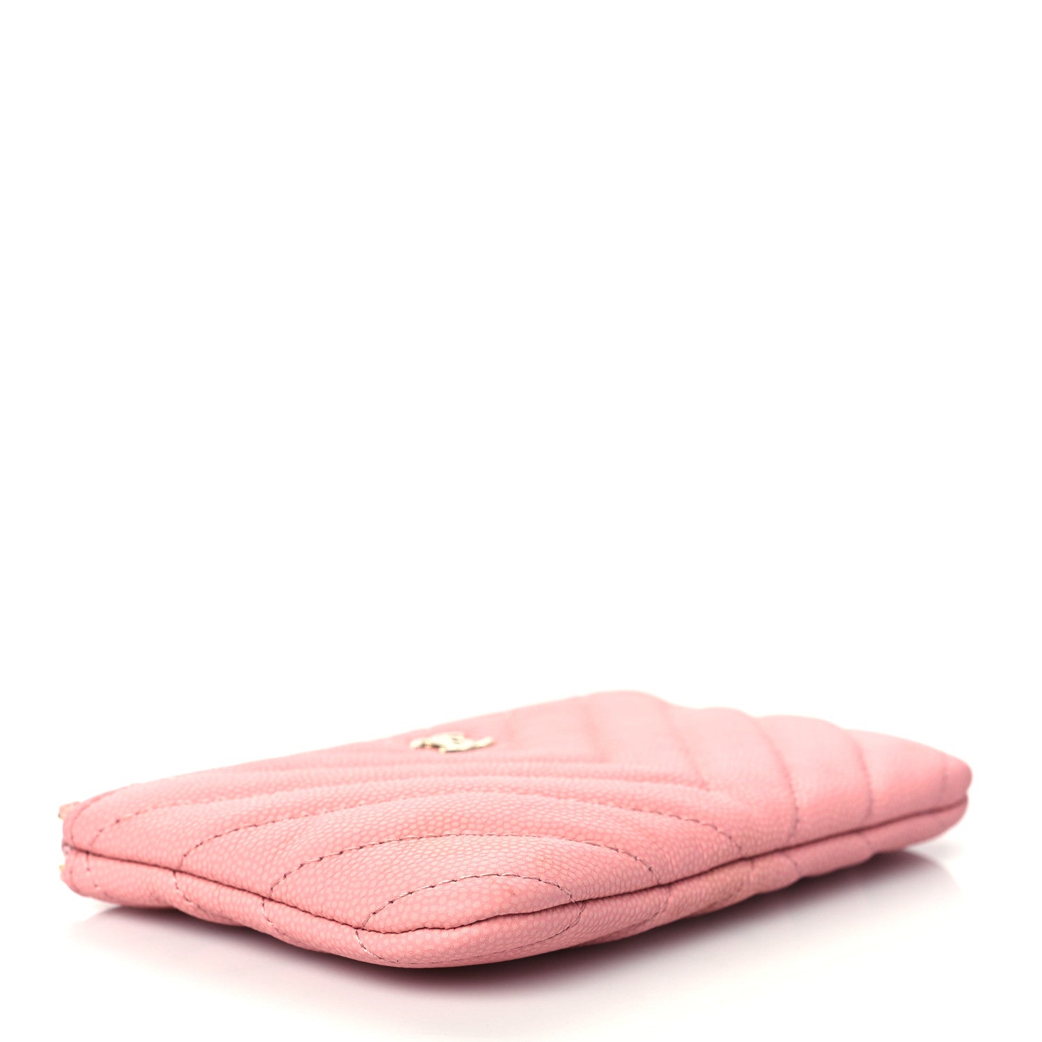 Chanel Flat Caviar Chevron Quilted Small Cosmetic Case Pink 4 of 8