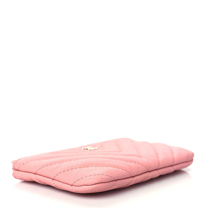 Chanel Flat Caviar Chevron Quilted Small Cosmetic Case Pink 4 of 8