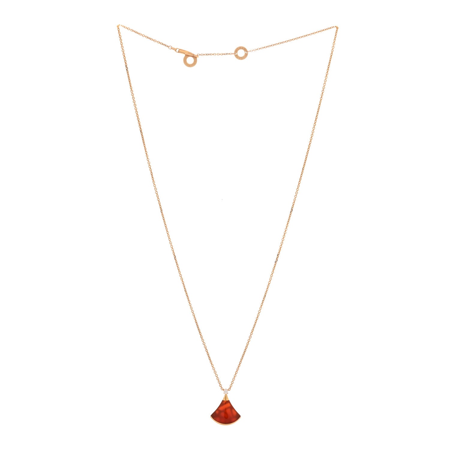 Bulgari 18K Rose Gold Diamond Carnelian Divas' Dream Pendant Necklace 3 of 6