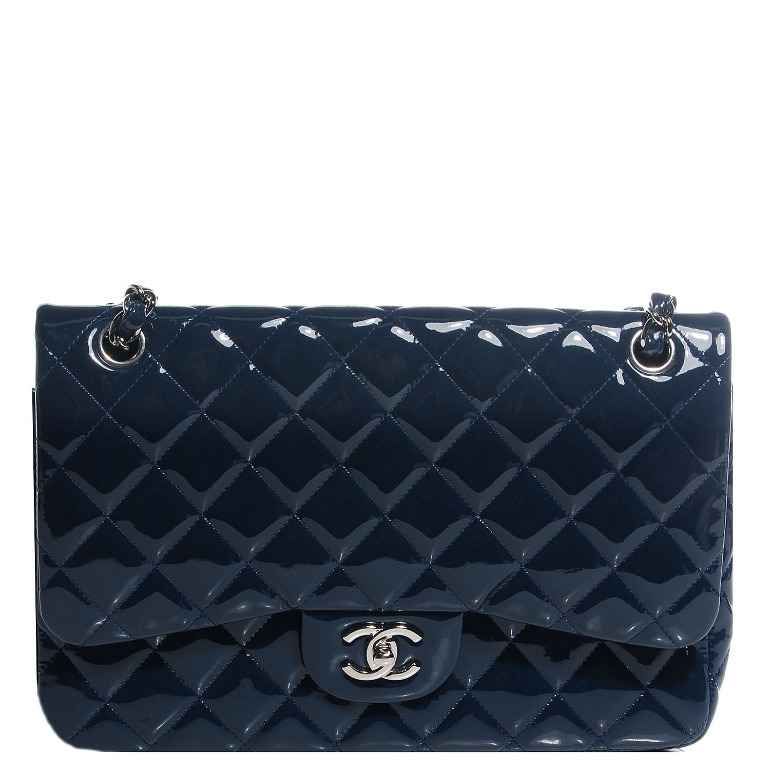 Chanel Patent Jumbo Double Flap Navy Blue 1 of 8