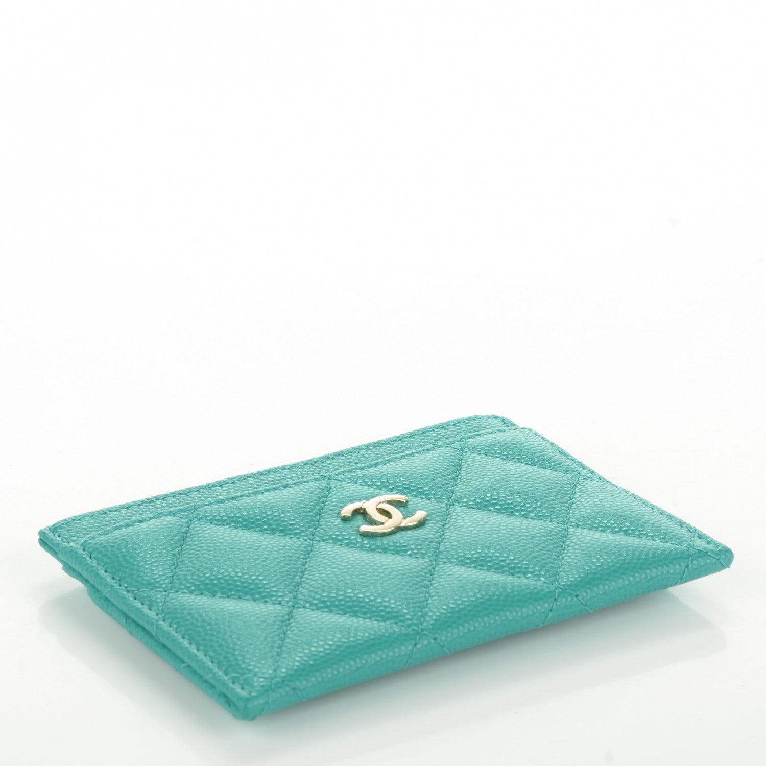 Chanel Caviar Quilted Card Holder Turquoise 4 of 8