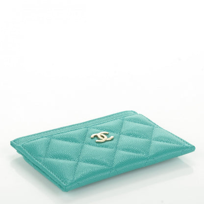 Chanel Caviar Quilted Card Holder Turquoise 4 of 8