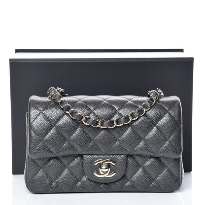 Chanel Caviar Quilted Mini Rectangular Flap Dark Grey 10 of 10