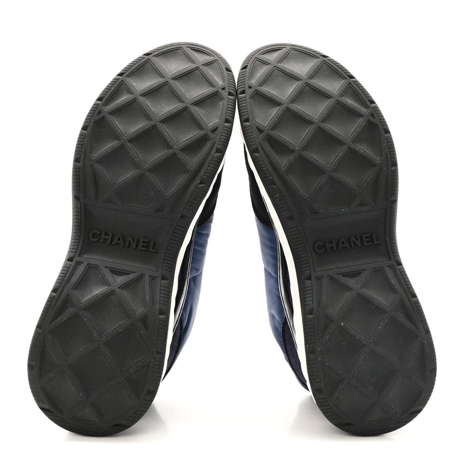 Chanel Nylon Suede Calfskin Womens Logo Sneakers 41 Dark Navy Blue 7 of 13