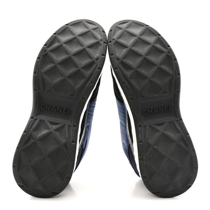 Chanel Nylon Suede Calfskin Womens Logo Sneakers 41 Dark Navy Blue 7 of 13
