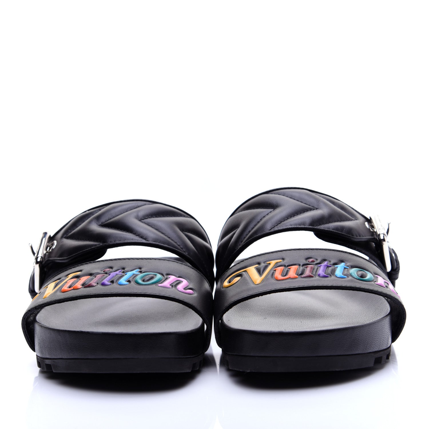 Louis Vuitton Calfskin New Wave Bom Dia Mule Sandals 36 Black 2 of 10