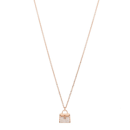 Hermes 18K Rose Gold Diamond Kelly Amulettes Pendant Necklace 1 of 5
