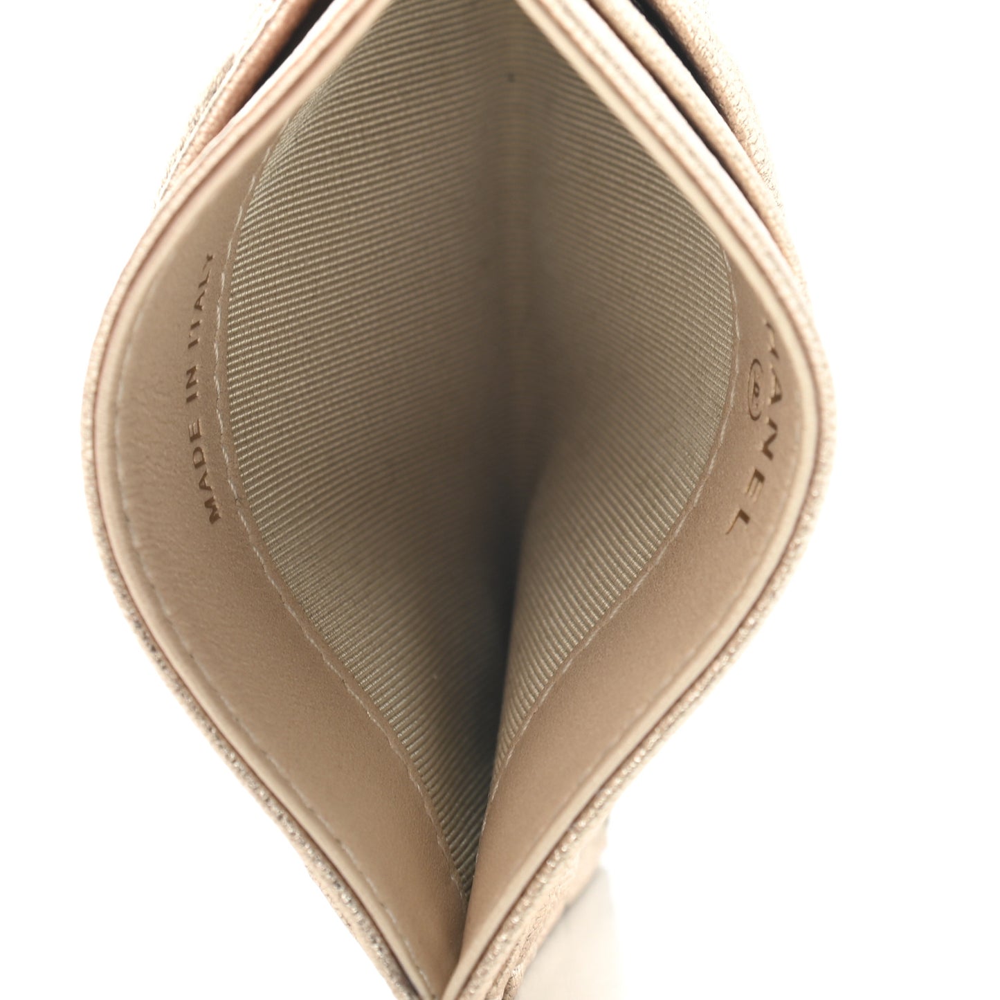 Metallic Lambskin Quilted CC Card Holder Gold