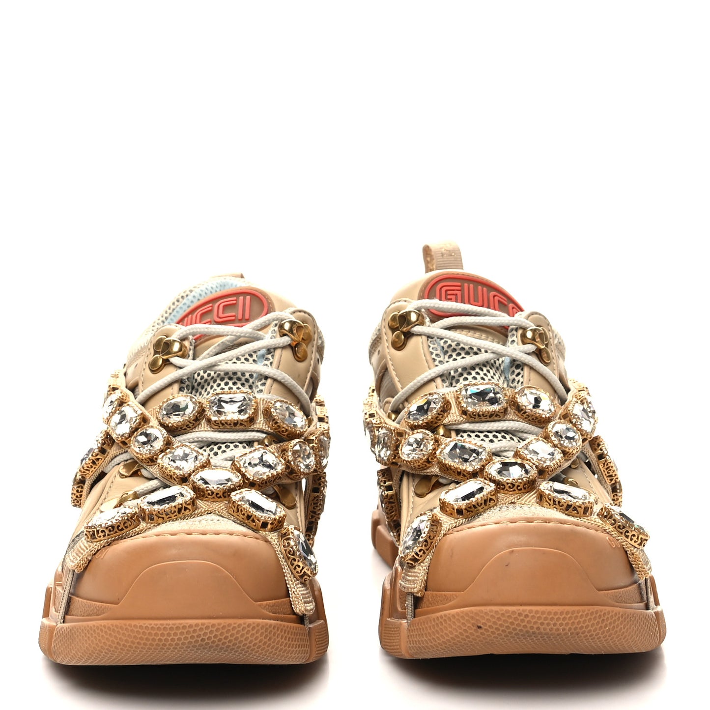 X SEGA Mesh Canvas Calfskin Removable Crystals Flashtrek Sneakers 36 Mystic White Oatmeal Sand Storm
