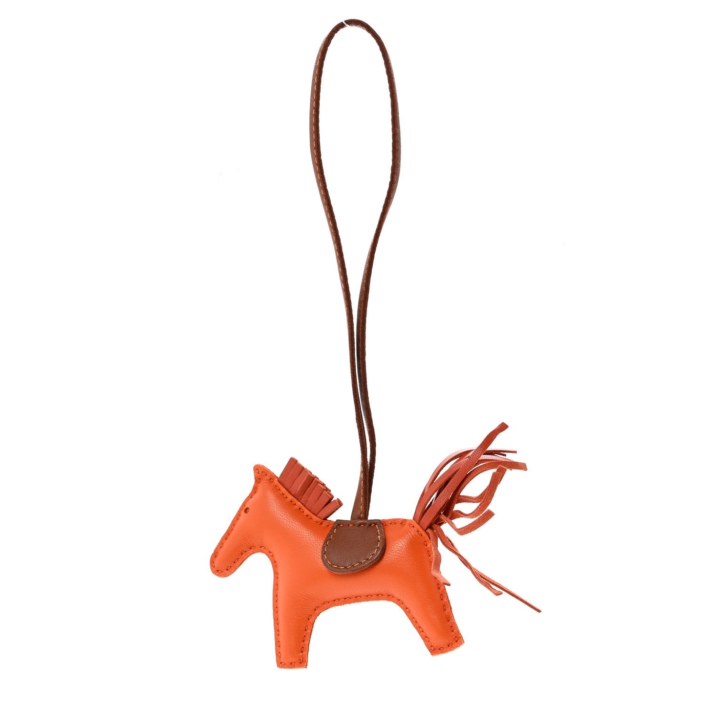 Milo Lambskin Grigri Rodeo Horse Bag Charm PM Feu Cornaline Fauve
