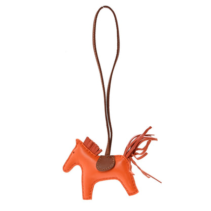 Hermes Milo Lambskin Grigri Rodeo Horse Bag Charm PM Feu Cornaline Fauve 1 of 5