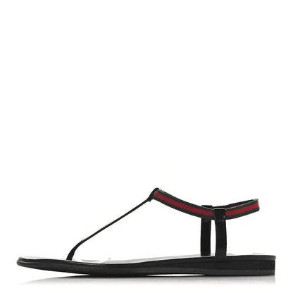 Gucci Nappa Web Wimbledon Thong Sandals 37 Black 1 of 8