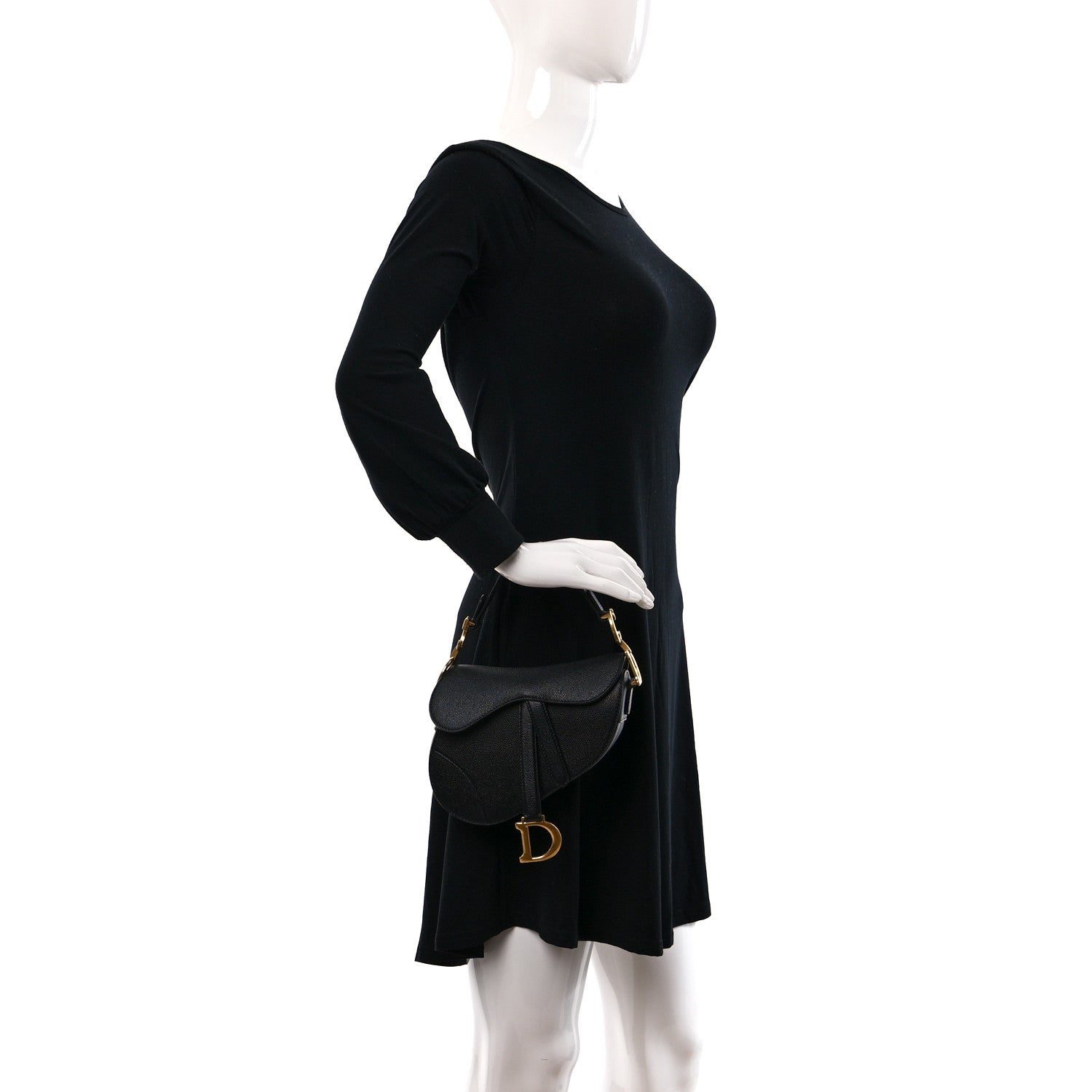 Christian Dior Grained Calfskin Mini Saddle Bag Black 2 of 10