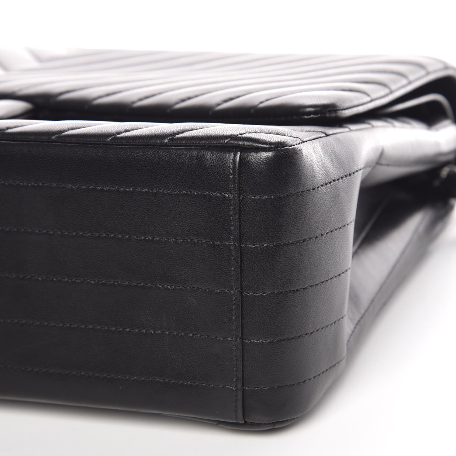 Chanel Lambskin Chevron Quilted Maxi Double Flap So Black 10 of 13