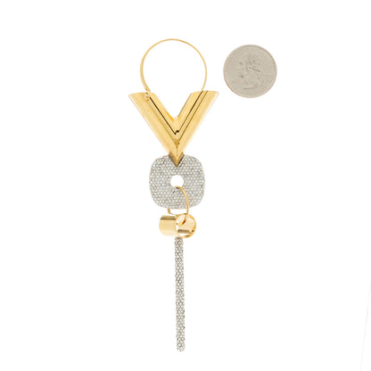 Louis Vuitton Crystal Essential V Single Hoop Earring Gold 2 of 6