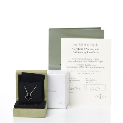 Van Cleef & Arpels 18K Yellow Gold Black Onyx Vintage Alhambra Pendant Necklace 8 of 8
