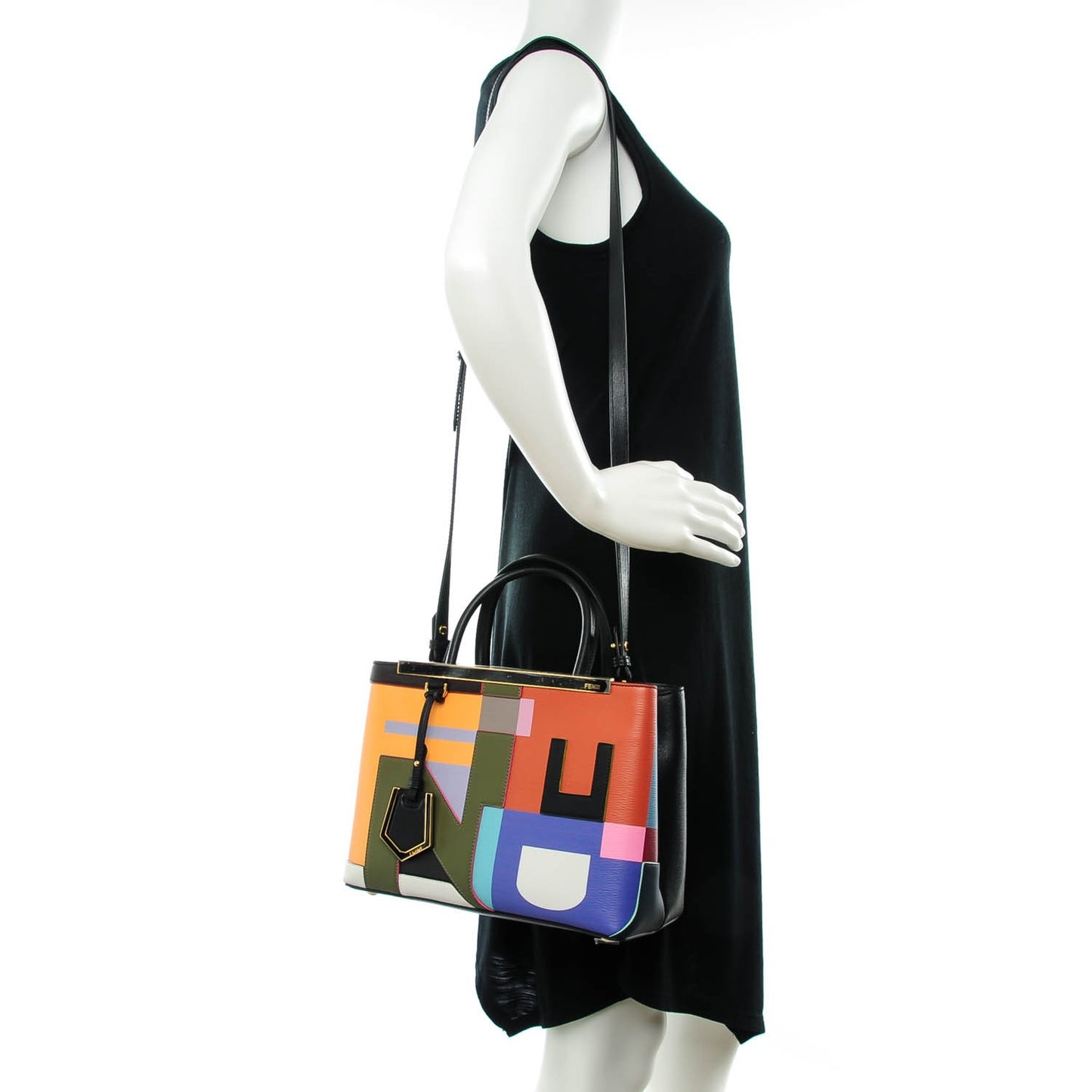 Vitello Elite Geometric Logo Petite 2Jours Tote Multicolor