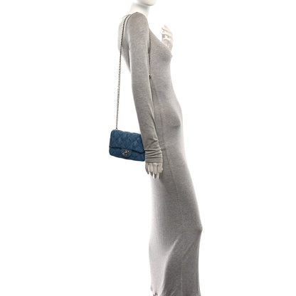 Chanel Denim Quilted Camellia Sweetheart Mini Flap Blue 2 of 10