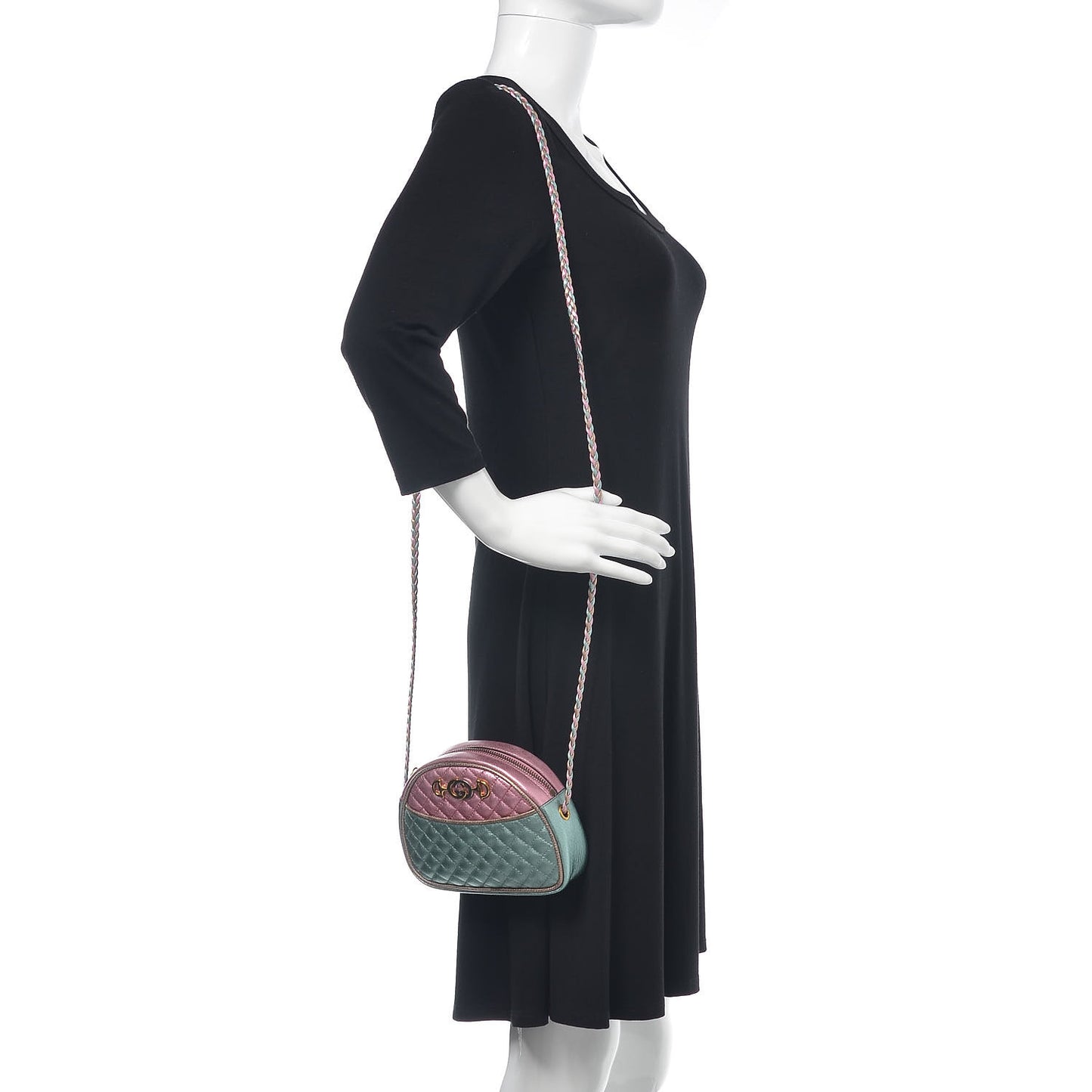 Laminated Nappa Trapuntata Mini Zumi Dome Shoulder Bag Rosa Lago Rame