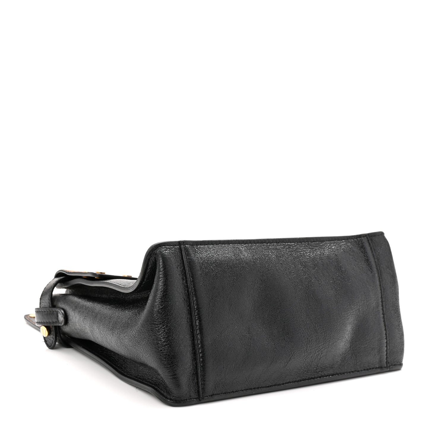 Agnello Old Shine Vitello Go Rain Small Flip Tote Black Marrone