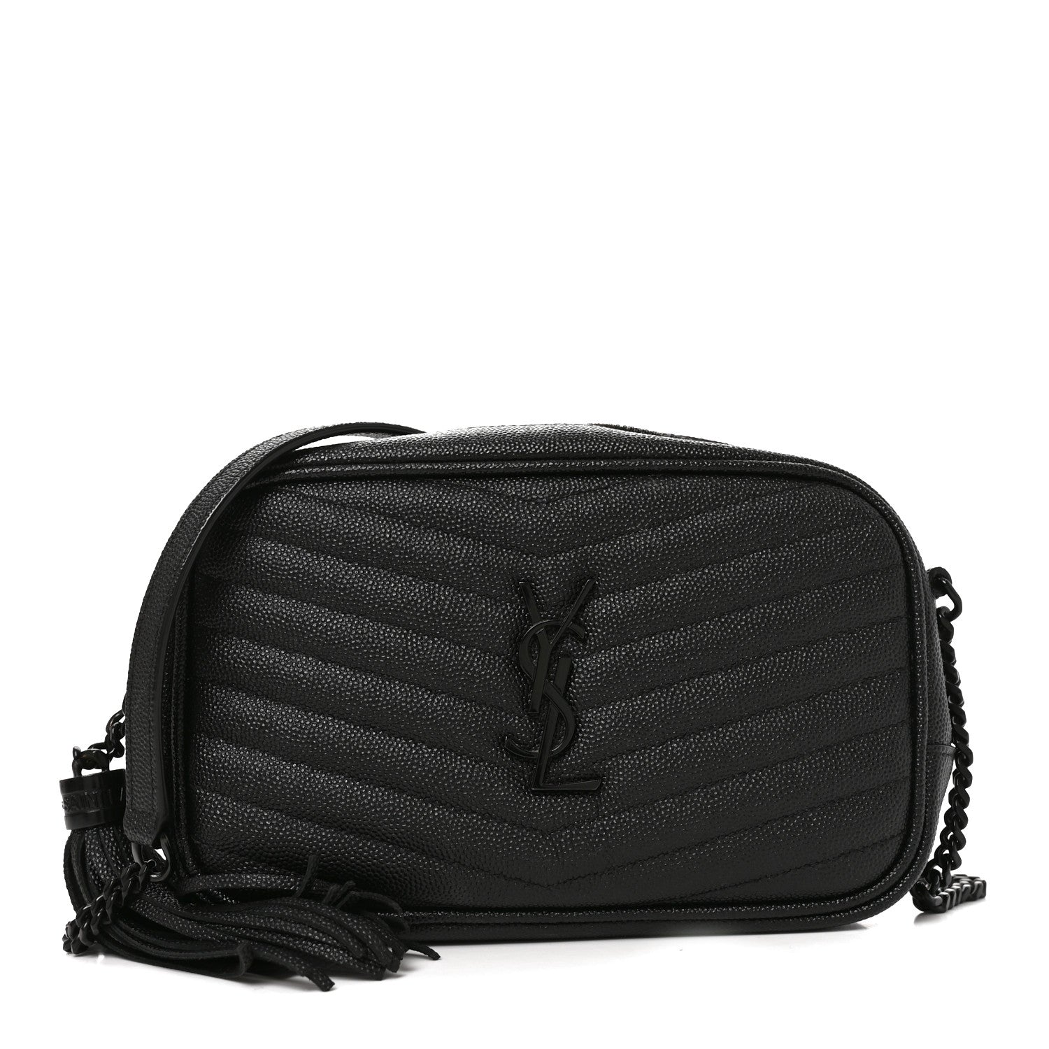 Saint Laurent Grain De Poudre Matelasse Monochrome Monogram Mini Lou Camera Bag Black 1 of 10