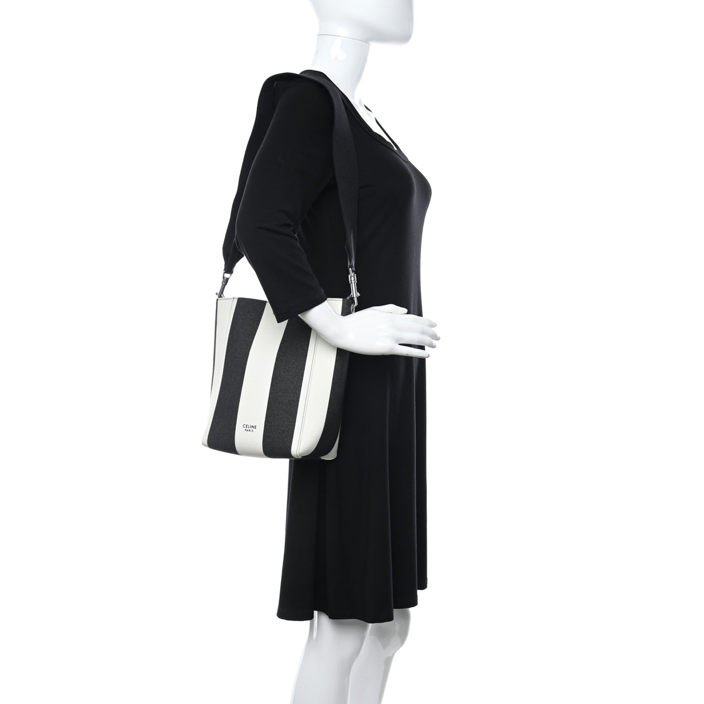 Textured Canvas Small Sangle Bucket Bag Black