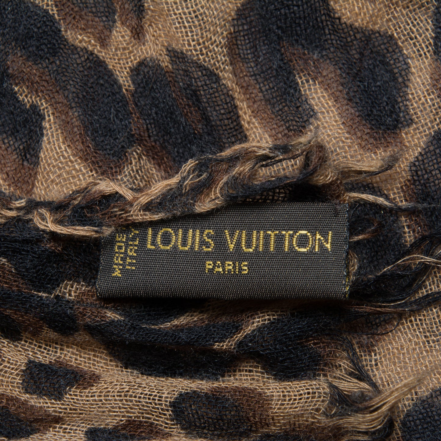Cashmere Silk Leopard Stole Brown