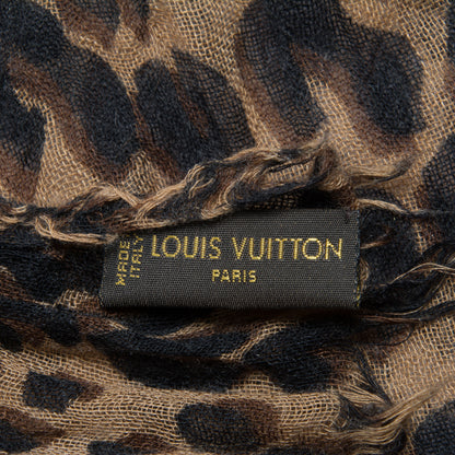 Louis Vuitton Cashmere Silk Leopard Stole Brown 5 of 6
