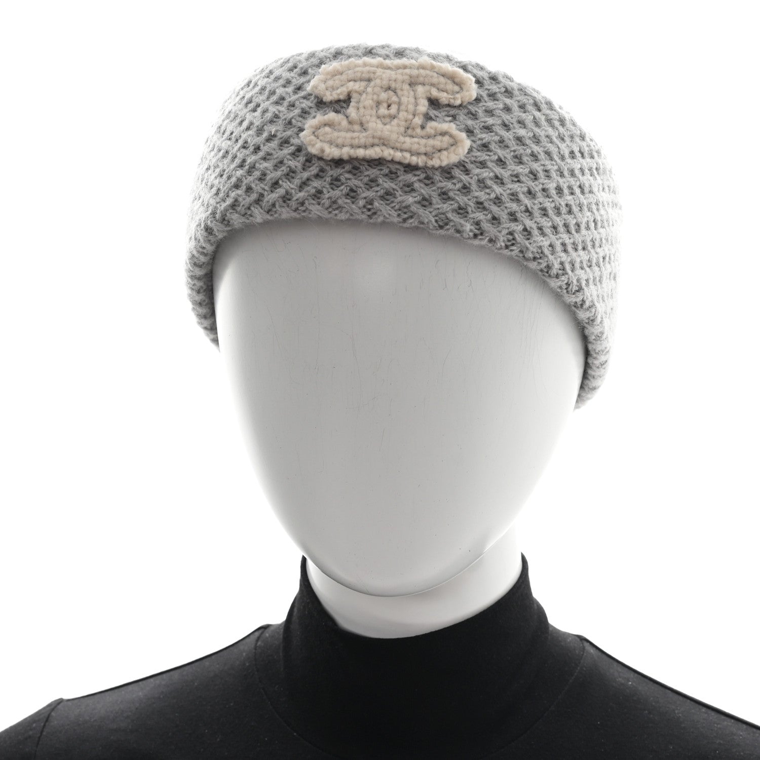 Chanel Cashmere CC Headband Grey Ecru 2 of 4