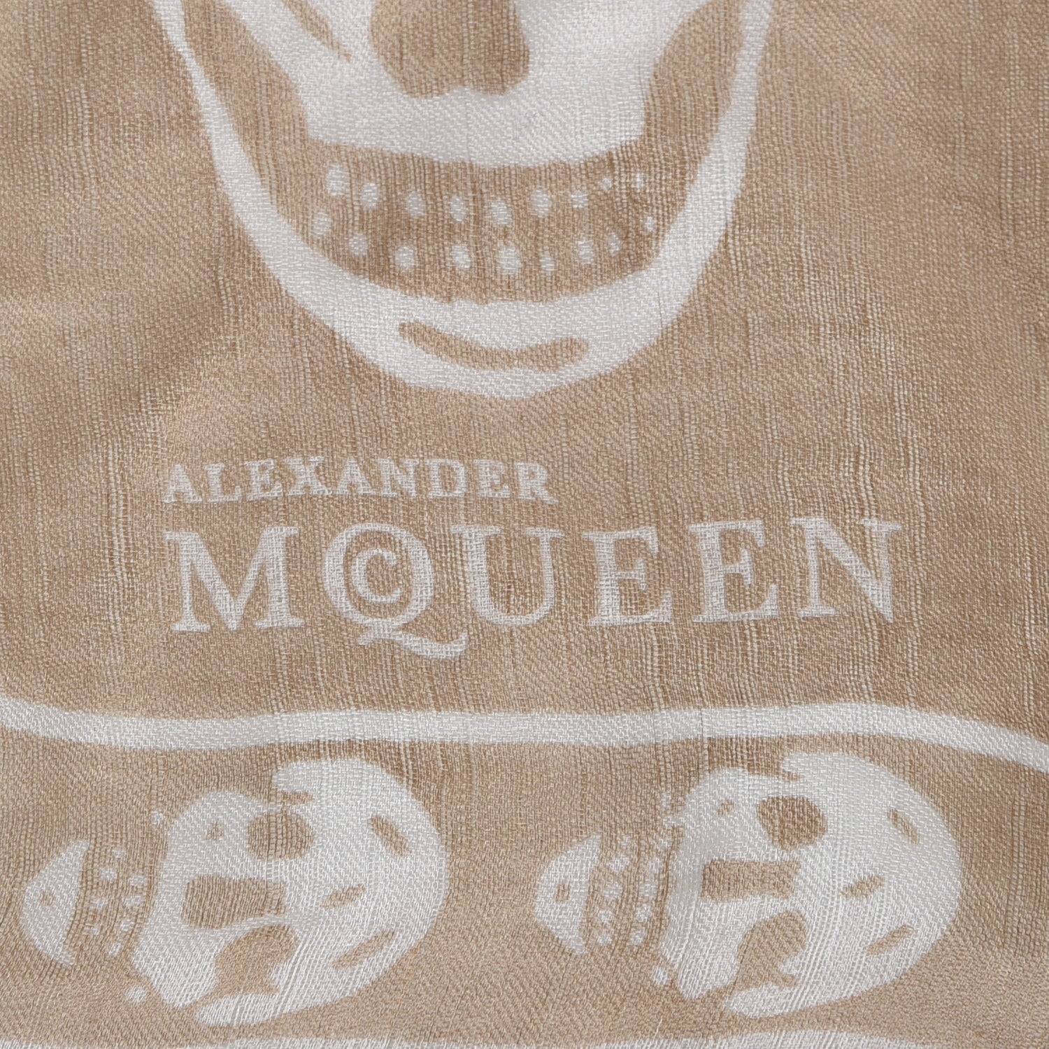 Alexander McQueen Silk Chiffon Skull Scarf Beige Ivory 4 of 5